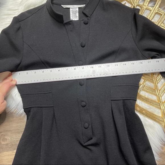 Diane Von Furstenberg Half Button Down Black Dress - Picture 6 of 12